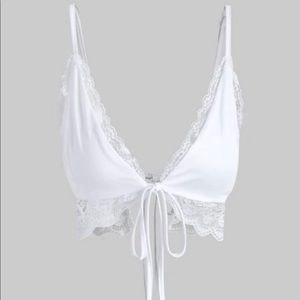 Zaful Tie Front Lace Top